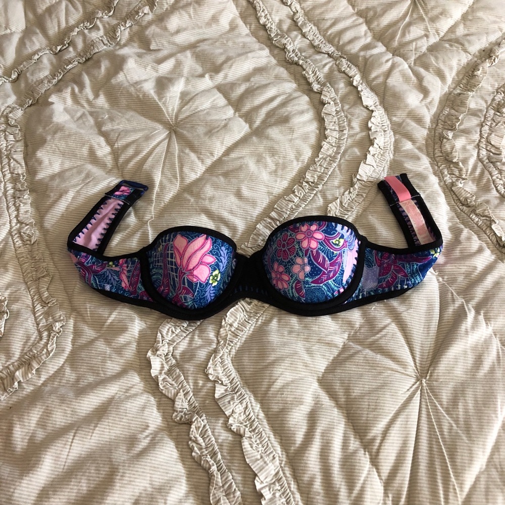 VS blue floral bikini top